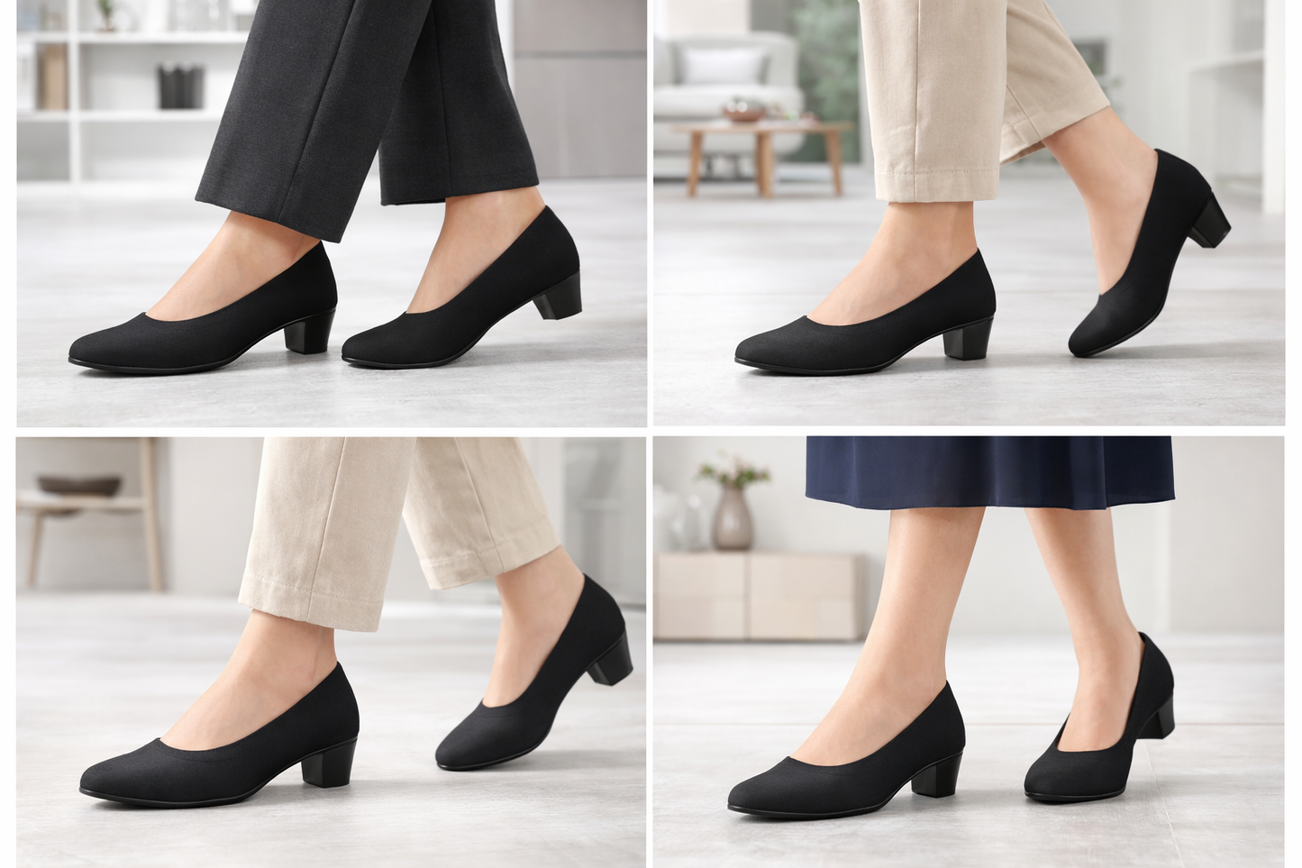 Women’s black Block Heel Pumps with low heel – comfortable formal office shoes for daily wear