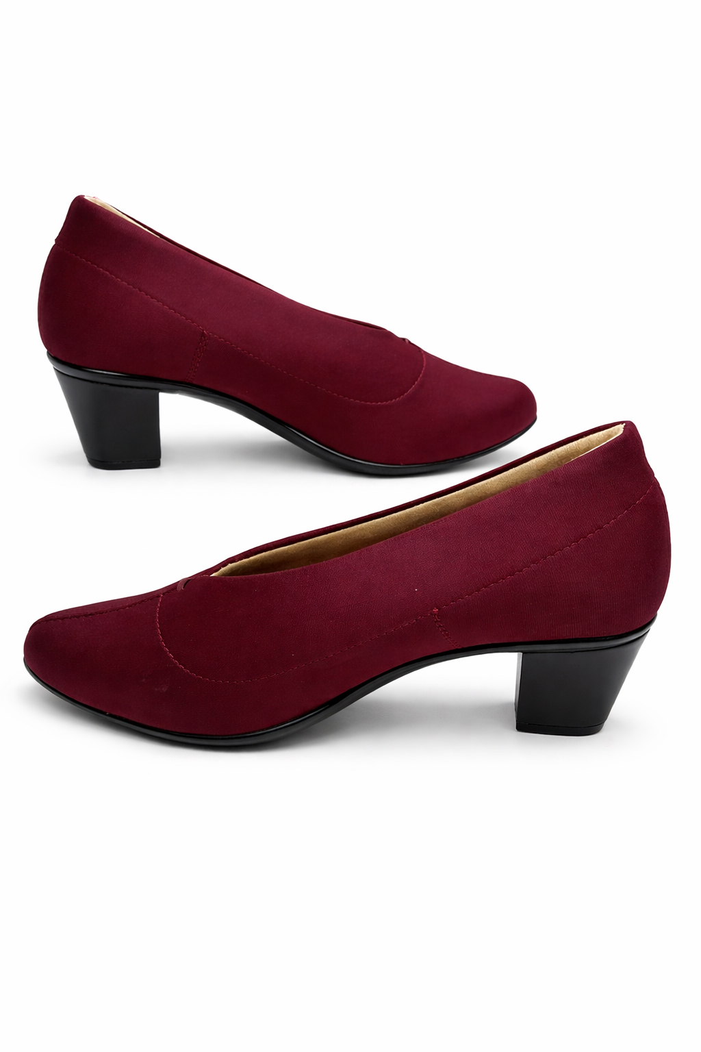 LaVida women’s cherry red block heel pumps with 2 inch heel – stylish formal office shoes for work and daily wear