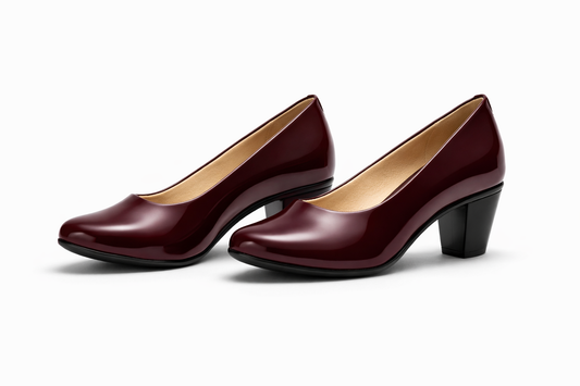 LaVida women’s round toe cherry red block heel pump with comfortable 2 inch heel for office and formal wear