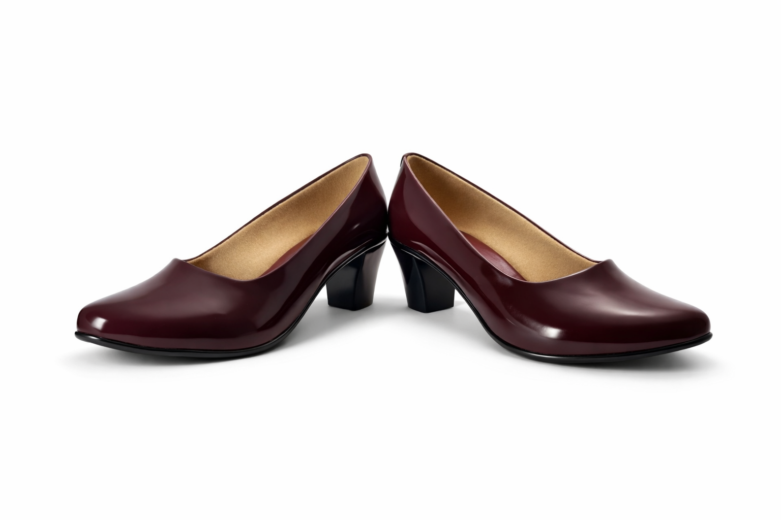 LaVida women’s round toe cherry red block heel pump with comfortable 2 inch heel for office and formal wear