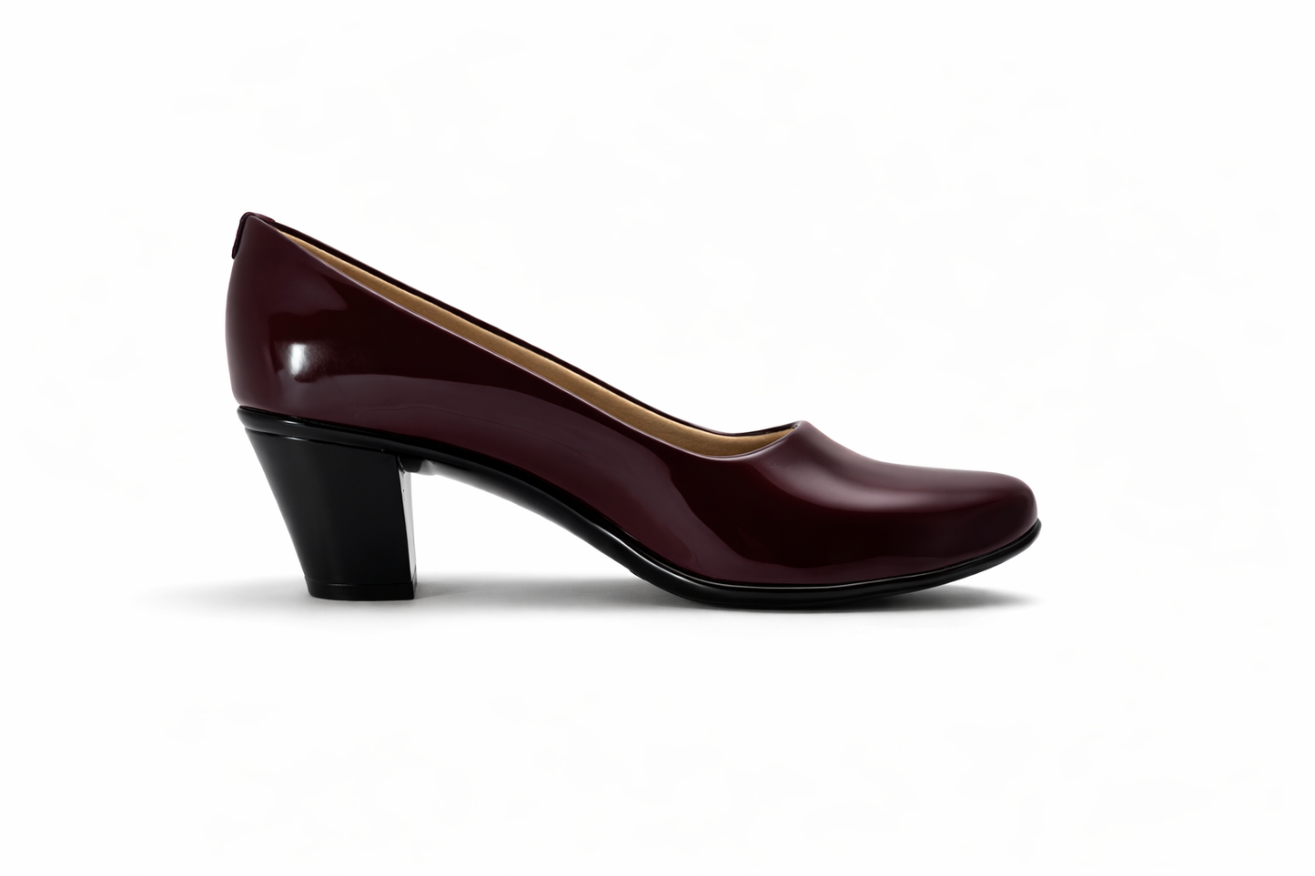 LaVida women’s round toe cherry red block heel pump with comfortable 2 inch heel for office and formal wear