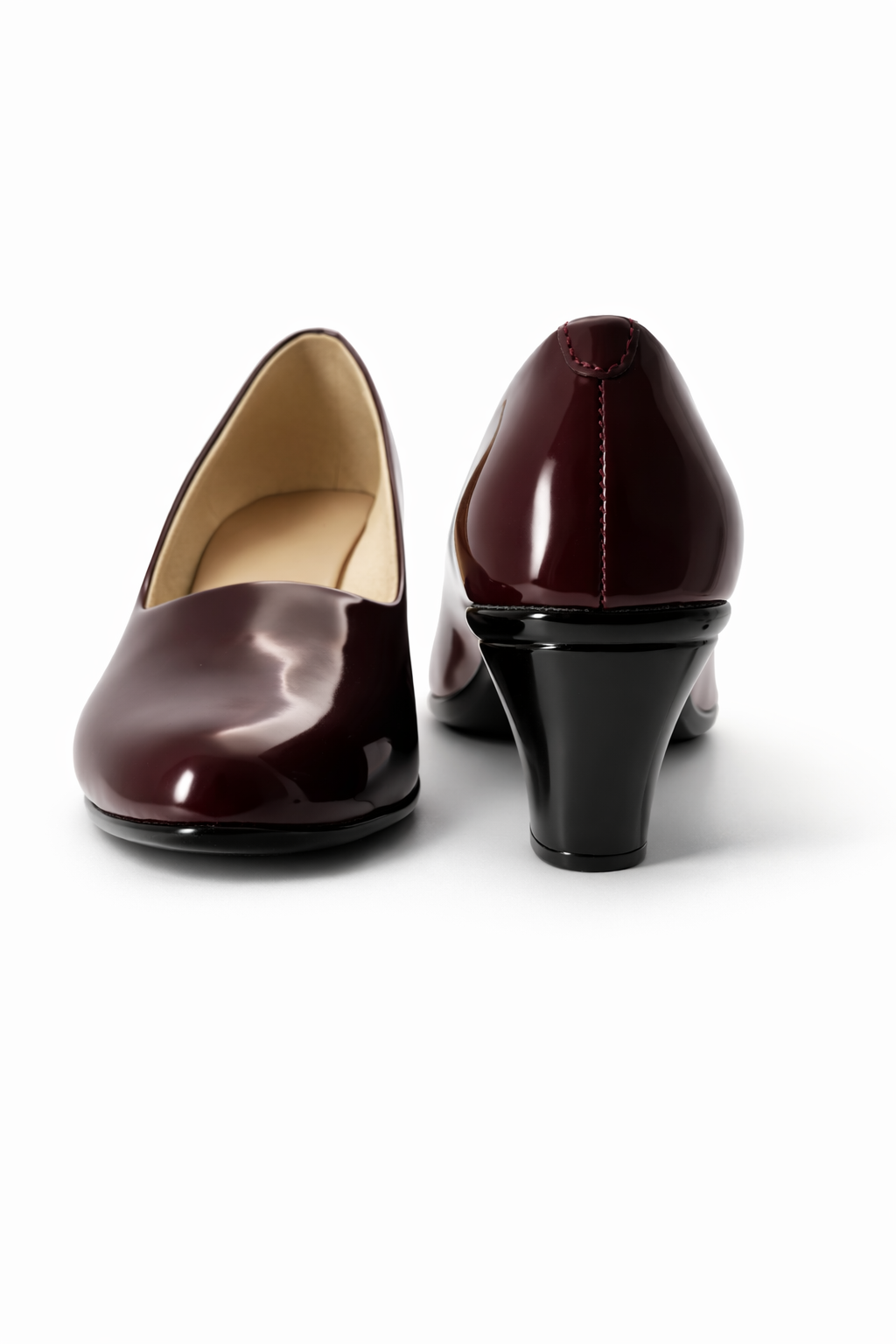 LaVida women’s round toe cherry red block heel pump with comfortable 2 inch heel for office and formal wear