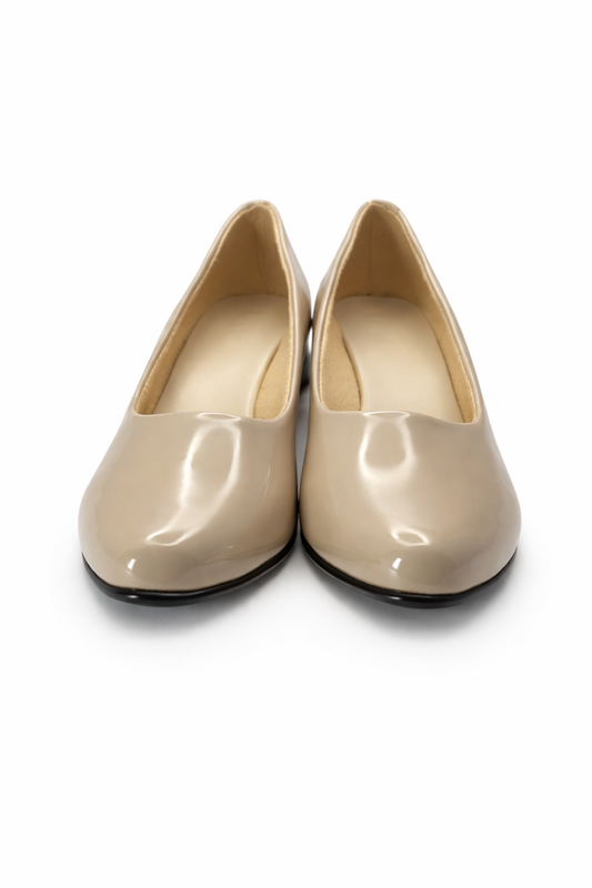 LaVida women’s round toe nude block heel pump with comfortable 2 inch heel for office and formal wear