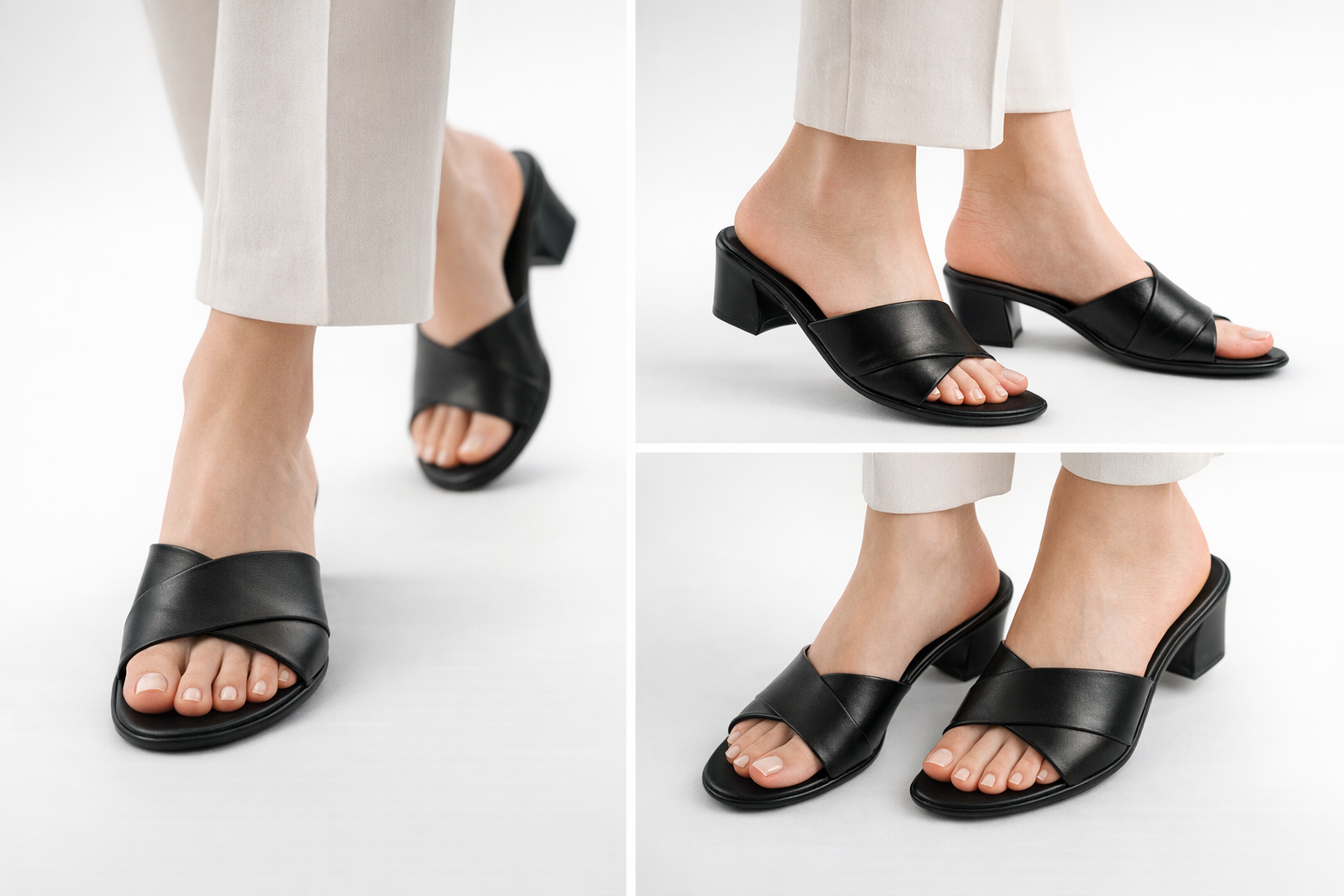 Elegant women’s black block heels sandal designed for all-day office comfort