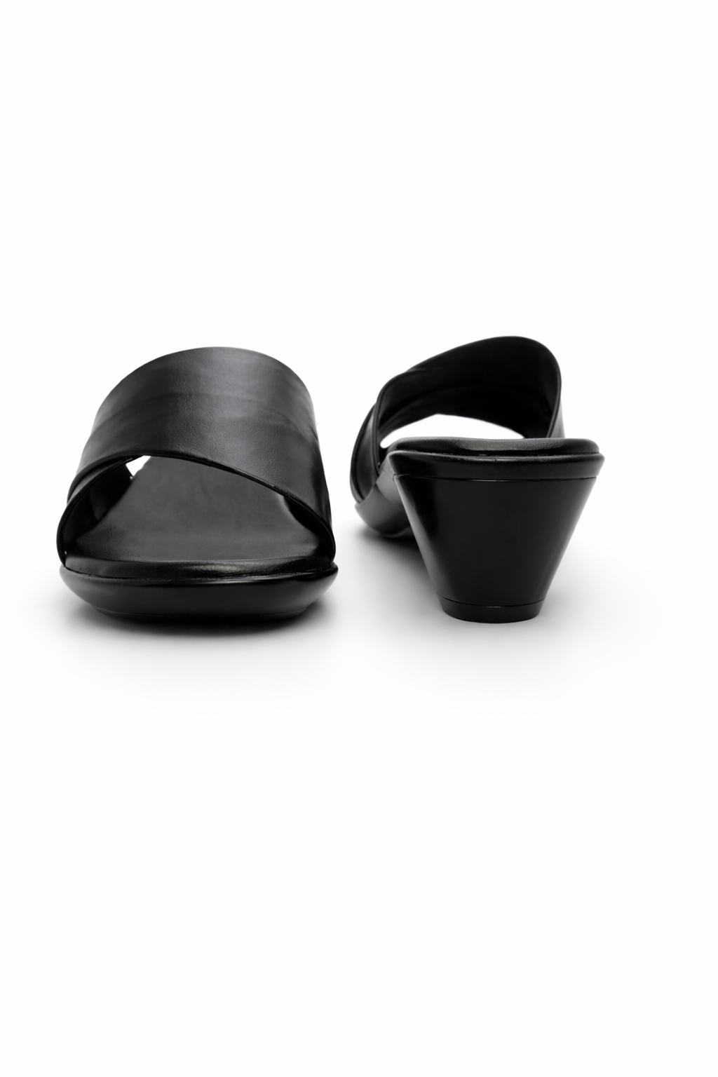 Elegant women’s black block heels sandal designed for all-day office comfort