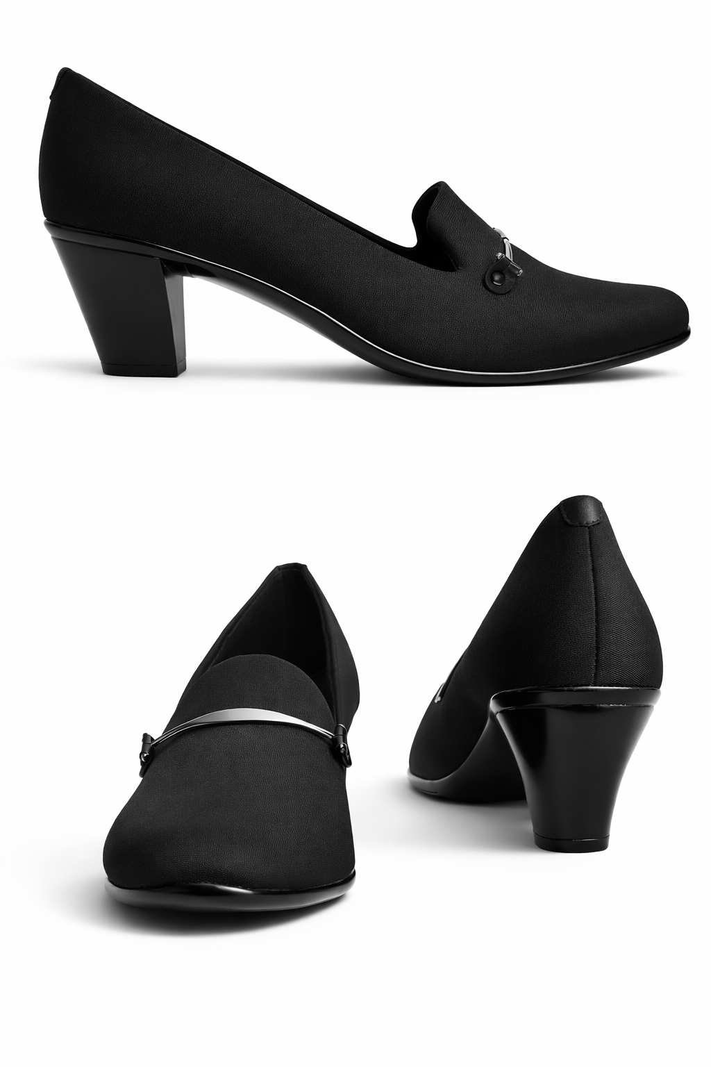 Women’s Block Heel Loafer Pumps for Office Wear in Black - Comfortable and Stylish Work Shoes