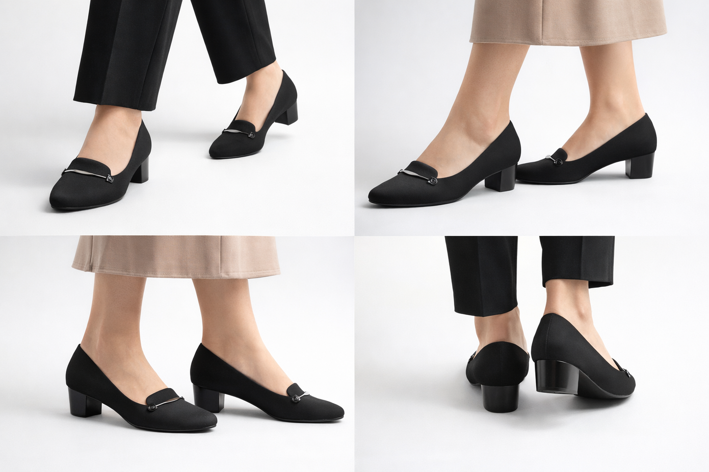 Women’s Block Heel Loafer Pumps for Office Wear in Black - Comfortable and Stylish Work Shoes