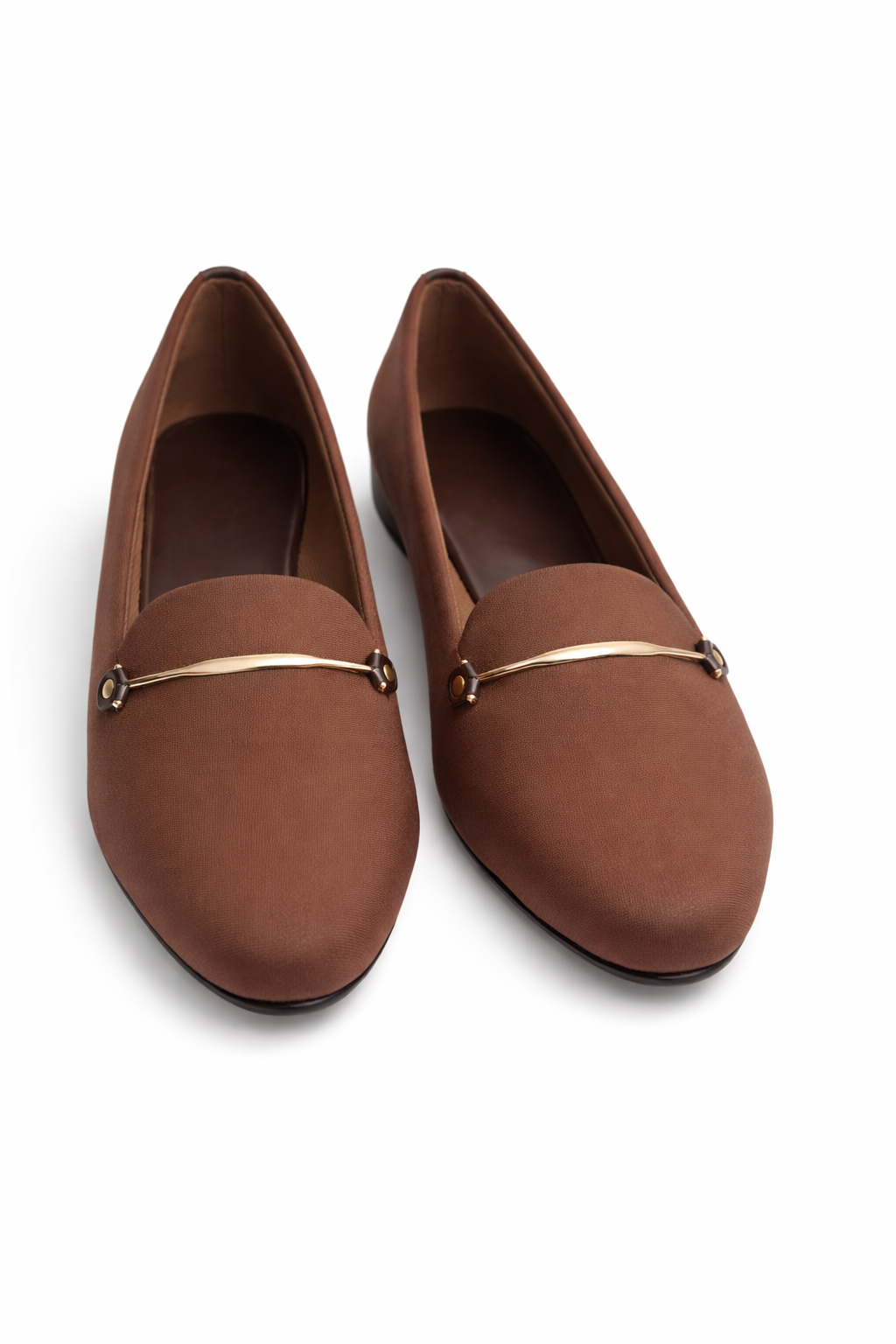 Women’s brown block heel loafer pumps for office wear