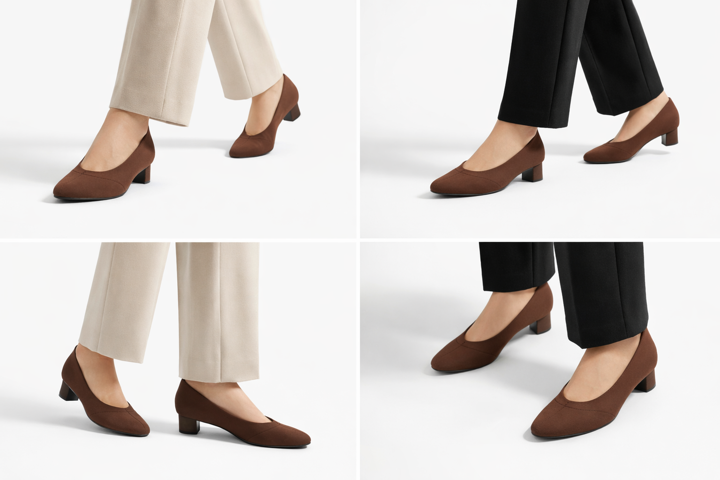 Women’s Brown Block Heel Pumps with low heel – comfortable formal office shoes for daily wear