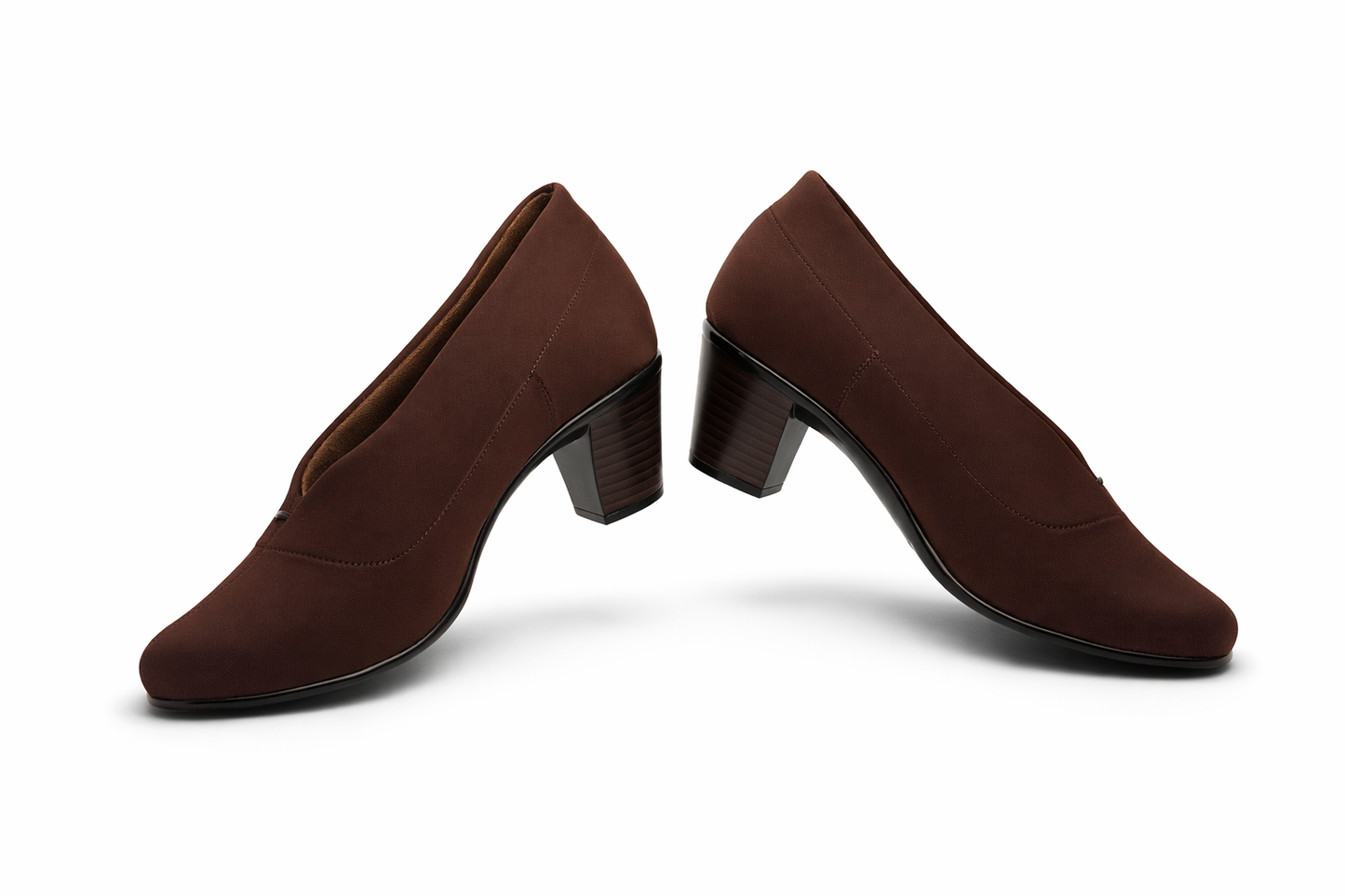 Women’s Brown Block Heel Pumps with low heel – comfortable formal office shoes for daily wear
