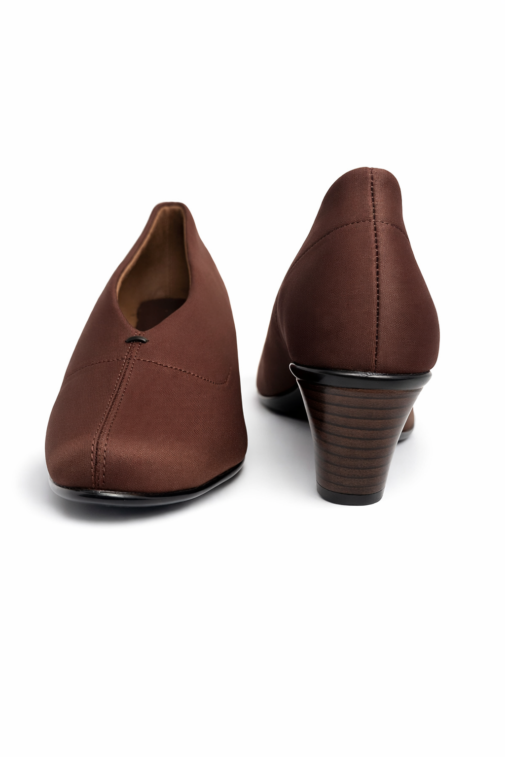 Women’s Brown Block Heel Pumps with low heel – comfortable formal office shoes for daily wear