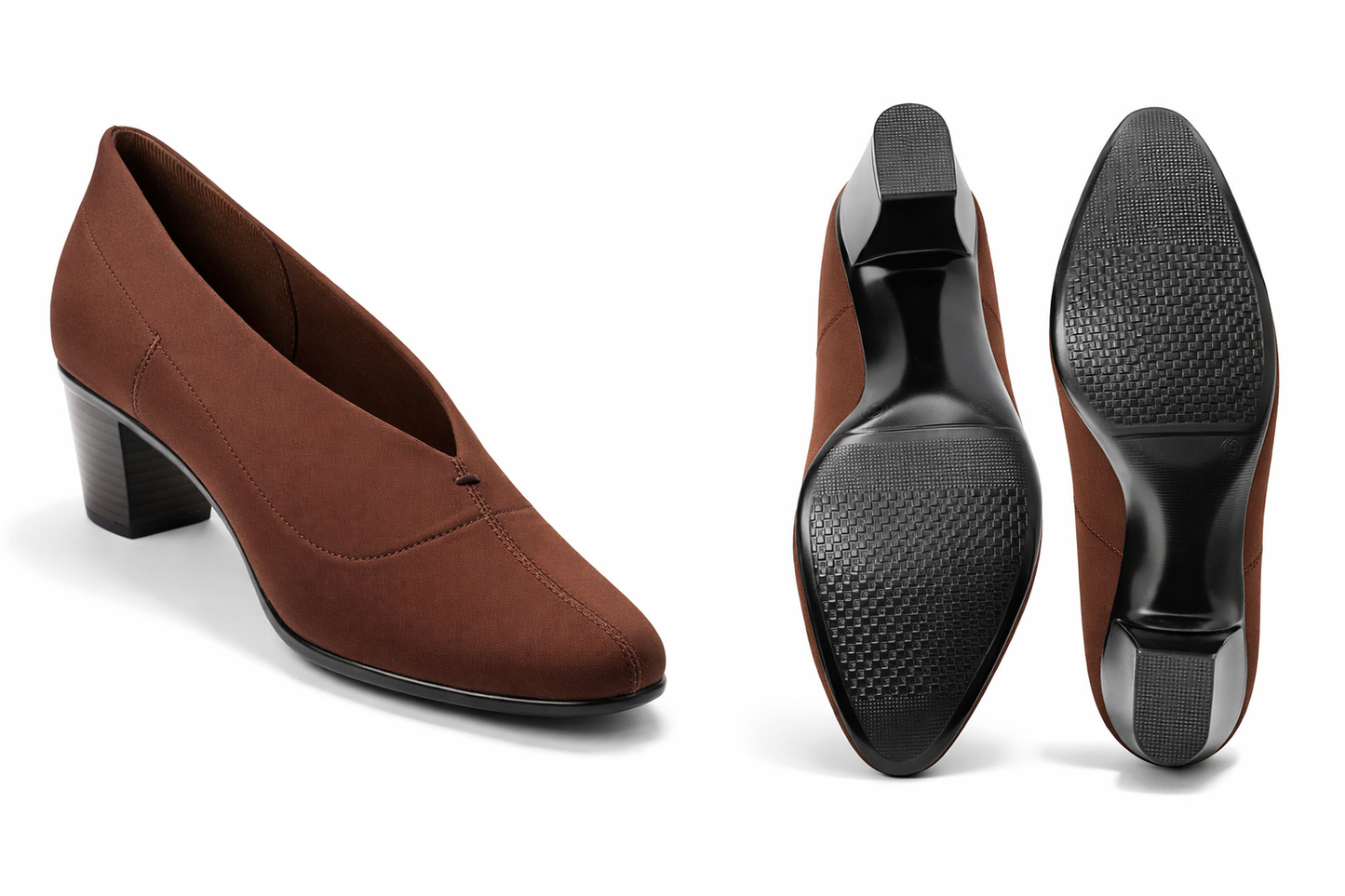 Women’s Brown Block Heel Pumps with low heel – comfortable formal office shoes for daily wear