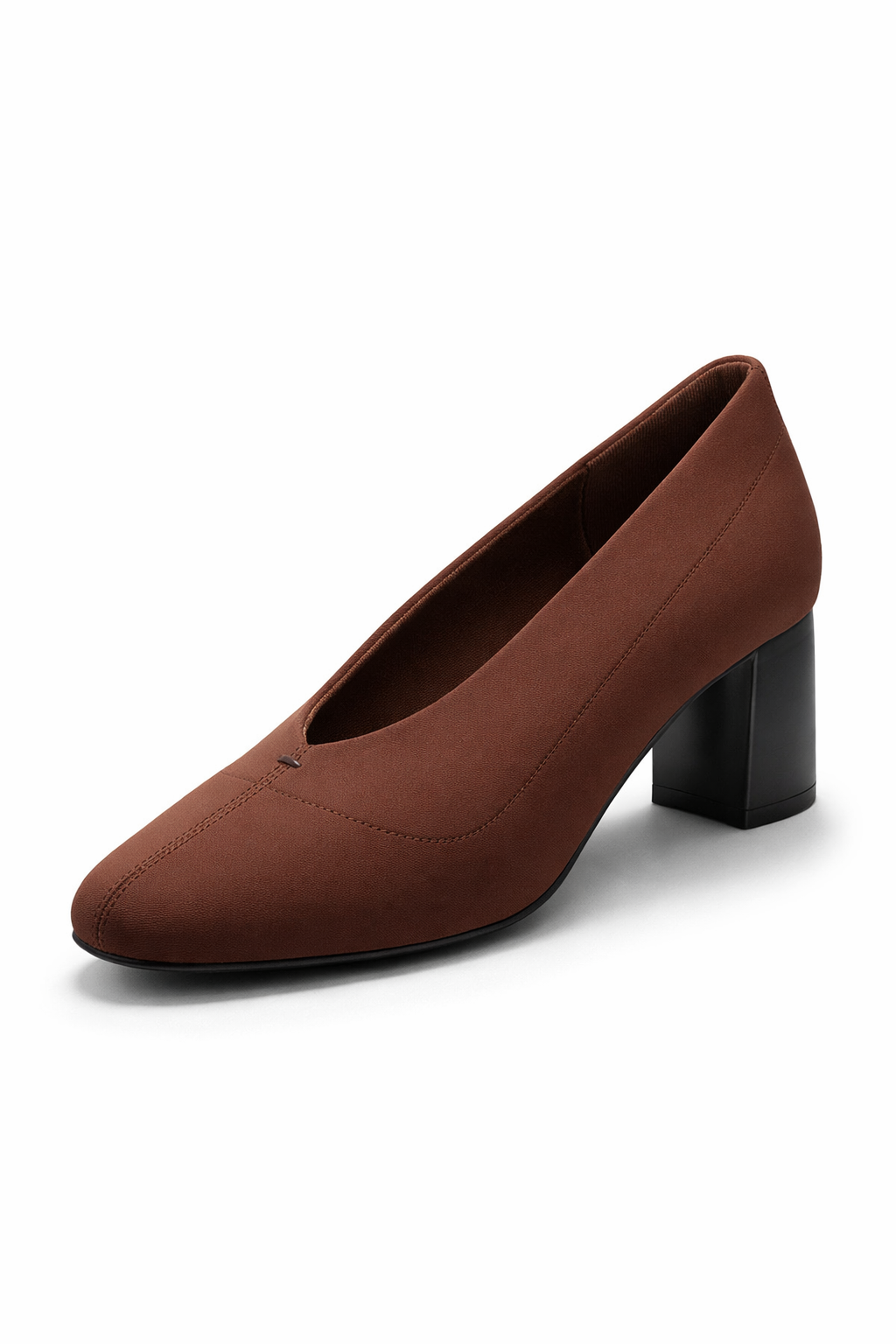 Women’s Brown Block Heel Pumps with low heel – comfortable formal office shoes for daily wear