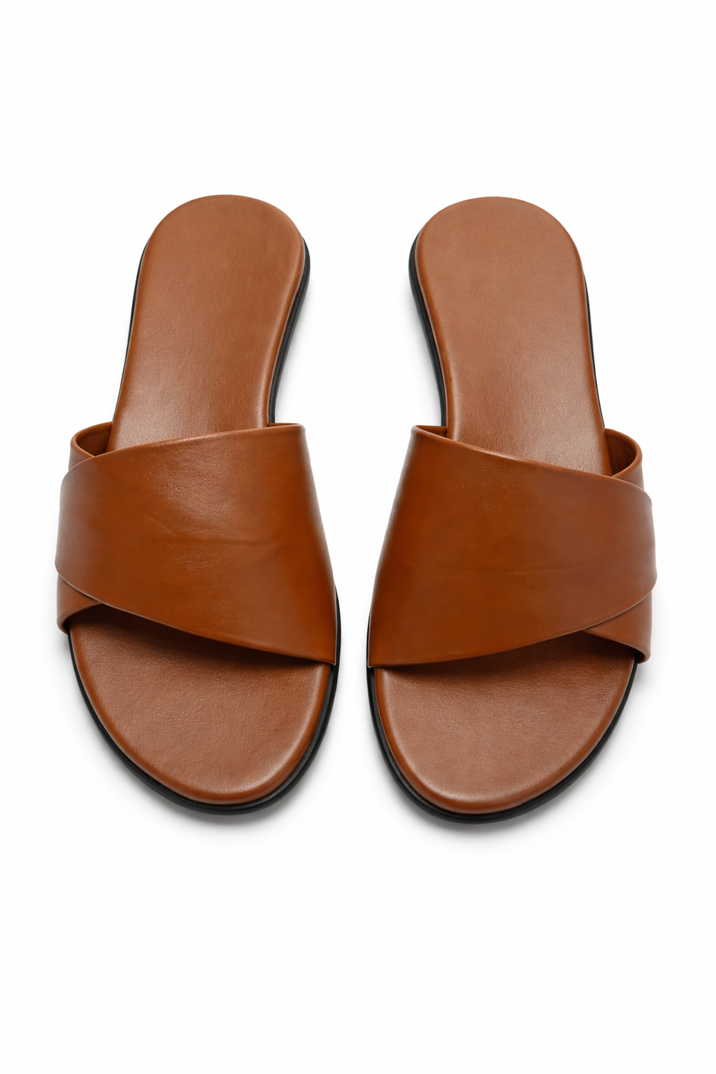Women’s comfortable block heel slide sandals in tan for daily wear