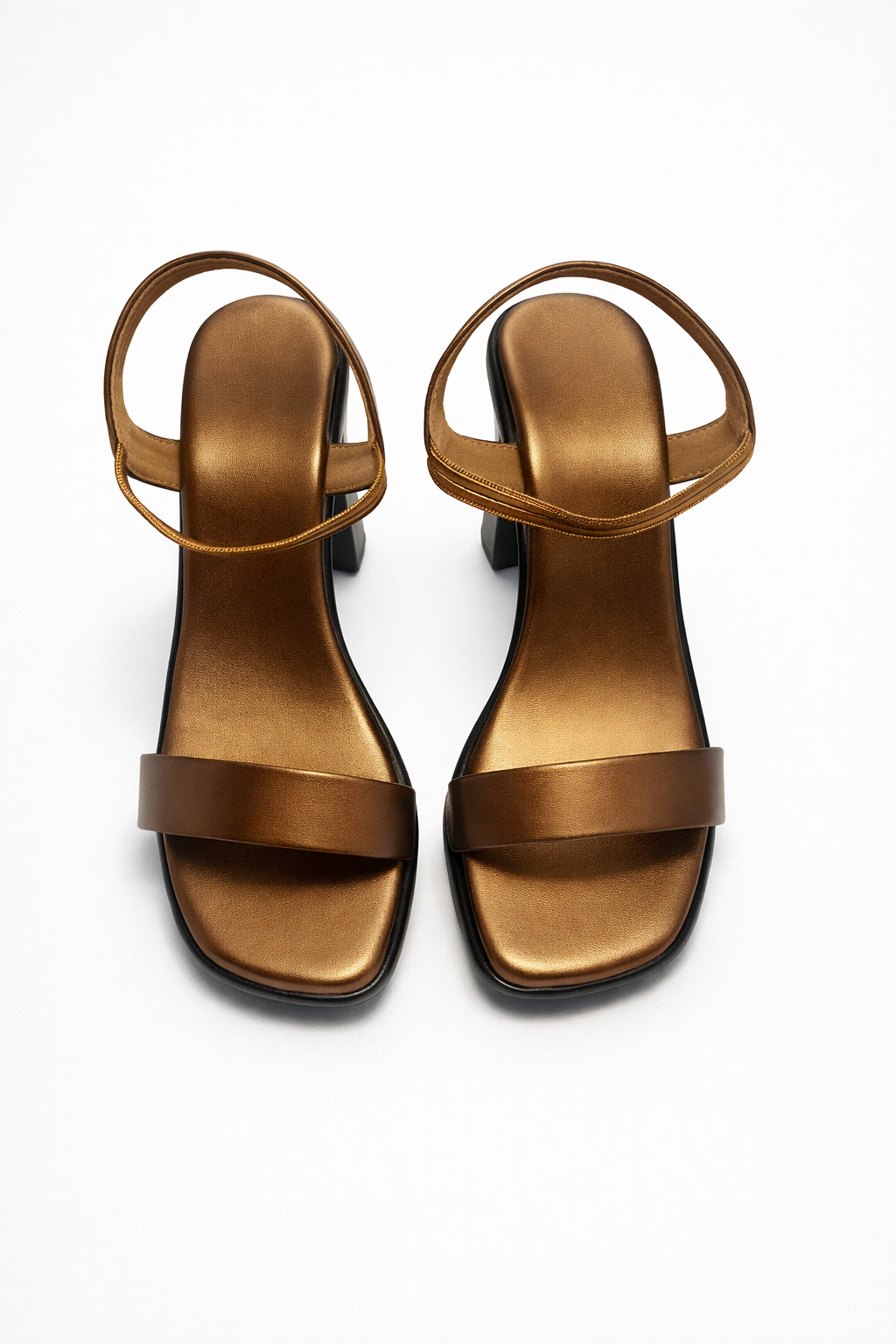 Women’s copper block heel sandals with ankle strap for party wear