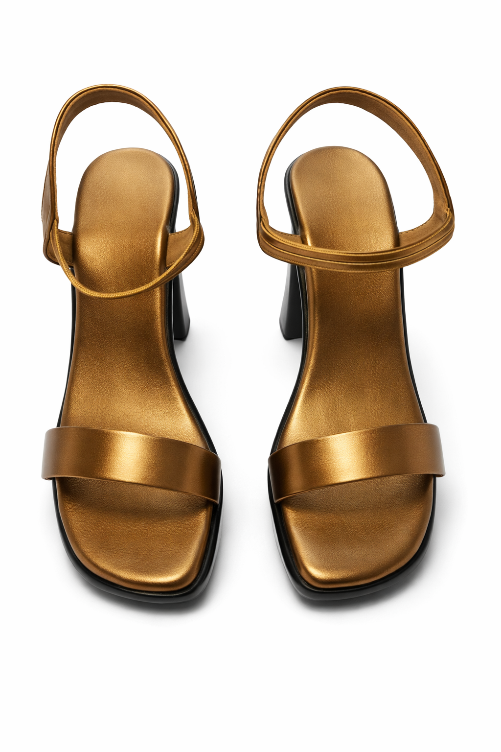Women’s copper block heel sandals with ankle strap for party wear