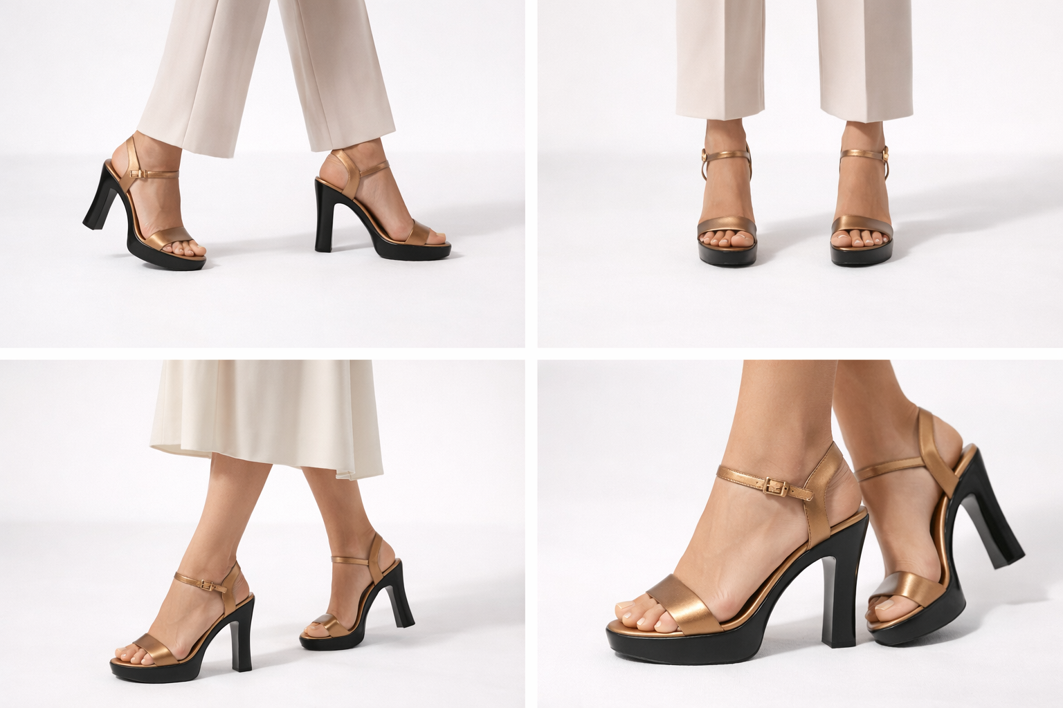 Women’s copper block heel sandals with ankle strap for party wear