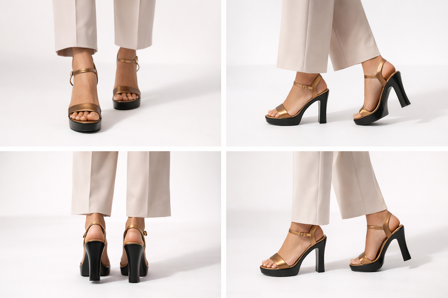 Women’s copper block heel sandals with ankle strap for party wear