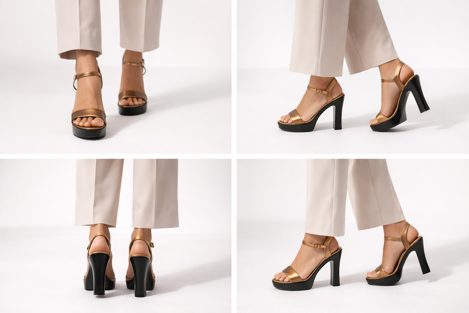 Women’s copper block heel sandals with ankle strap for party wear